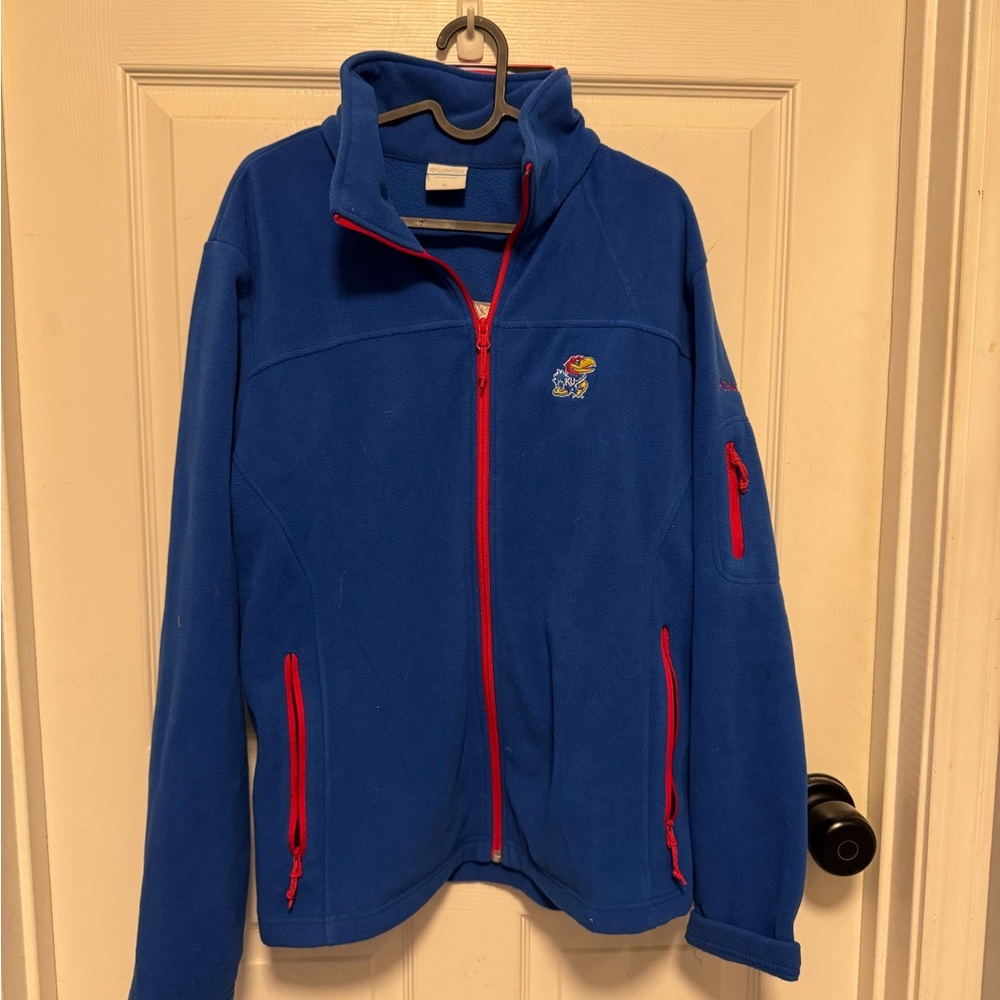 Columbia KU Blue Fleece with Red Zipper